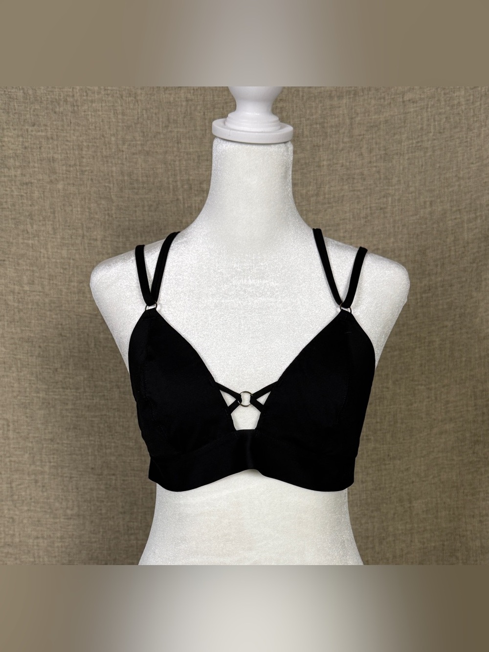 PINK Victoria's Secret Black Strappy Ring Bralette